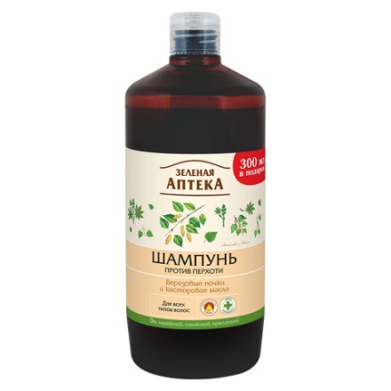 Εικόνα της Αντιπυτιριδικό σαμπουάν Πράσινο φαρμακείο «Άνθη σημύδας και καστορέλαιο» 1000 ml