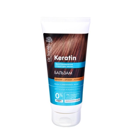 Изображение Бальзам для волос Dr. Sante Keratin «Восстановление структуры волос» для тусклых и ломких волос 200 мл