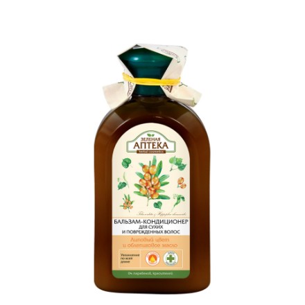 Εικόνα της Conditioner Πράσινο φαρμακείο για ξηρά και ταλαιπωρημένα μαλλιά «Άνθη φλαμουριάς και λάδι ιπποφαούς» 300 ml