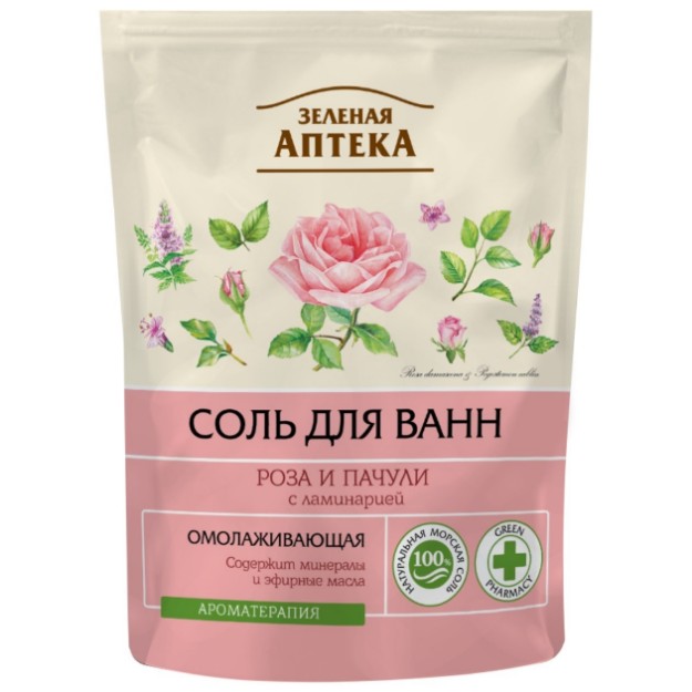 Picture of Άλατα μπάνιου αναζωογονητικά «Τριαντάφυλλο & πατσουλί» Πράσινο Φαρμακείο 500 g 