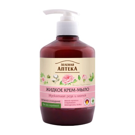 Εικόνα της Υγρό σαπούνι Πράσινο φαρμακείο «Μόσχος τριαντάφυλλο και βαμβάκι» 460 ml