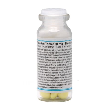 Εικόνα της Βιολογικά ενεργό συμπλήρωμα διατροφής βαλεριάνα, 50 κάψουλες των 20 mg