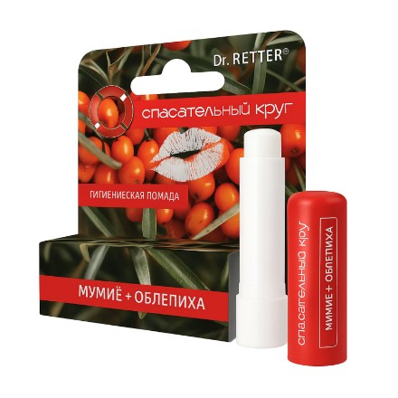 Изображение Защитная восстанавливающая помада Dr. Retter с облепиховым маслом и мумие, 5 гр