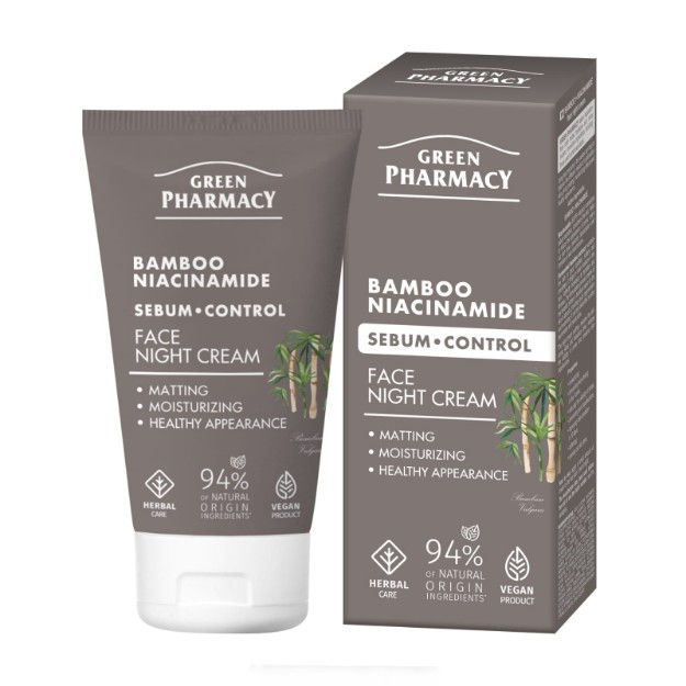 Изображение Ночной крем с матирующим эффектом Green Pharmacy Sebum-Control с бамбуком и ниацинамидом, 50 мл