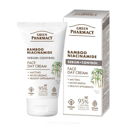 Изображение Дневной крем с матирующим эффектом Green Pharmacy Sebum-Control с бамбуком и ниацинамидом, 50 мл