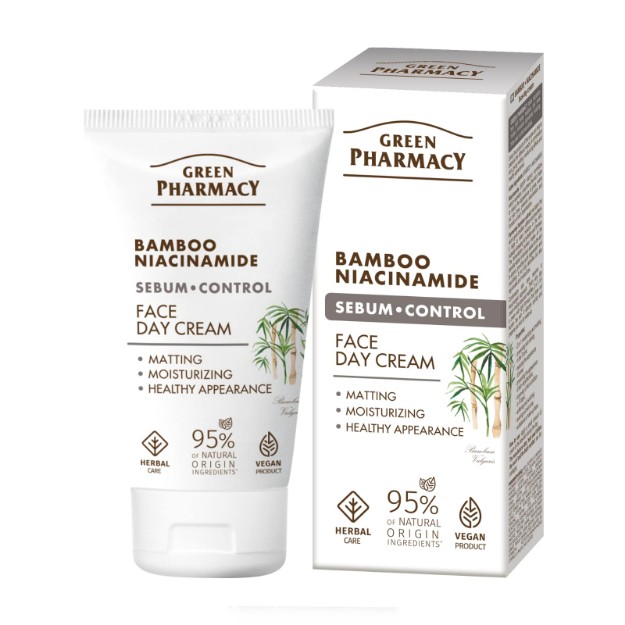 Изображение Дневной крем с матирующим эффектом Green Pharmacy Sebum-Control с бамбуком и ниацинамидом, 50 мл