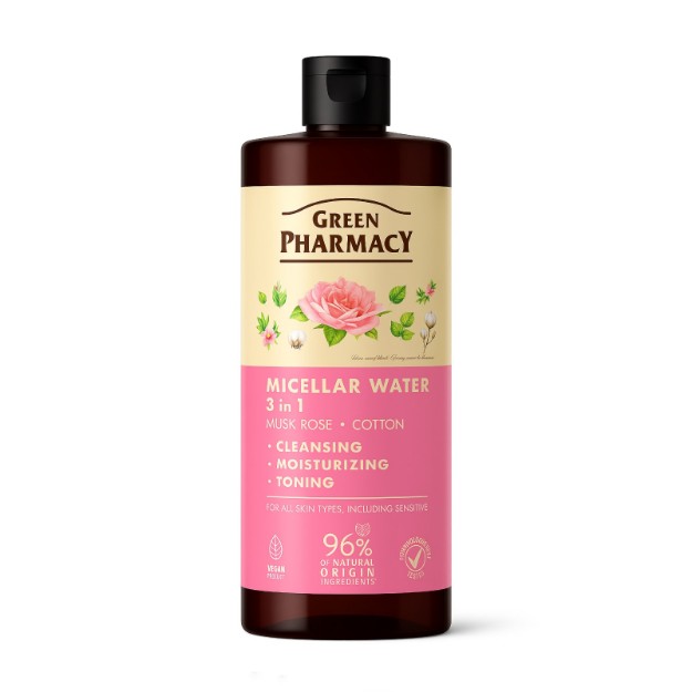 Изображение Мицеллярная вода 3 в 1 Green Pharmacy Мускусная роза и хлопок, 500 мл