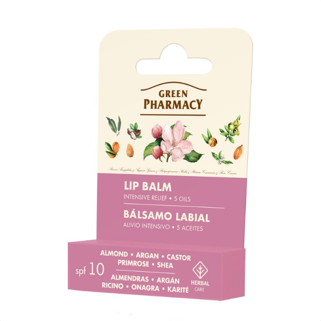 Picture of Βάλσαμο χειλιών Green Pharmacy εντατικής ενυδάτωσης με 5 έλαια, 3,6 g