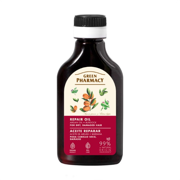 Picture of Μείγμα αργανέλαιου & κολλιτσίδας για ξηρά και ταλαιπωρημένα μαλλιά Green Pharmacy, 100 ml