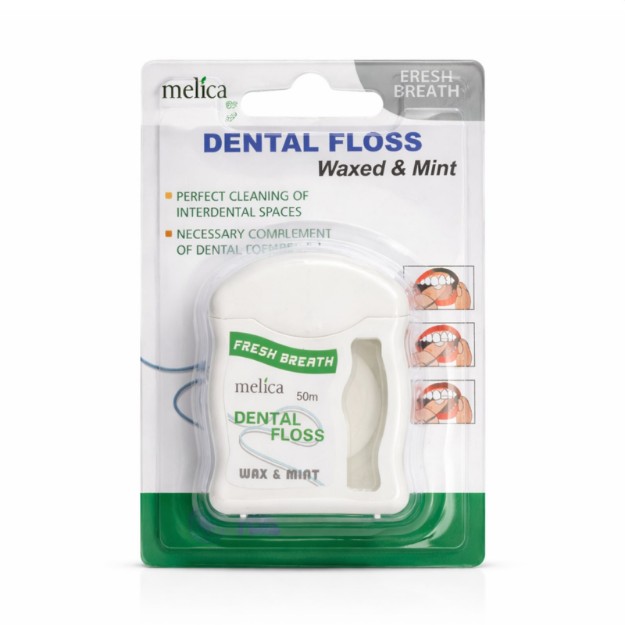 Picture of Οδοντικό νήμα κερωμένο με μέντα Melica Organic, 50 m
