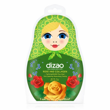 Εικόνα της Υφασμάτινη bubble μάσκα για καθαρισμό του προσώπου Rose & Collagen DIZAO, 25 g