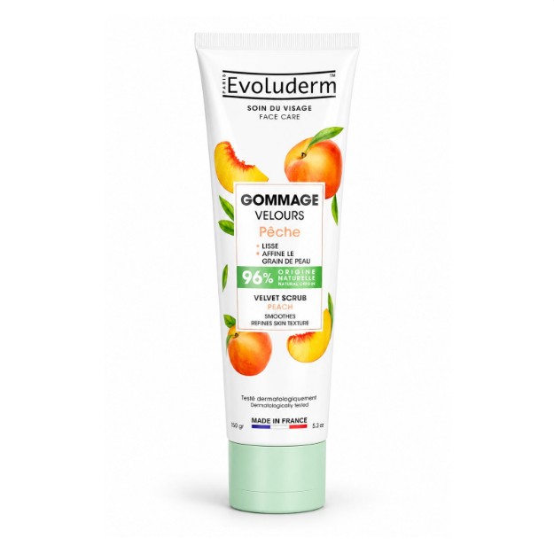 Picture of Scrub προσώπου Evoluderm Peach Velvet με ροδάκινο & κόκκους βερίκοκου για λείανση & λάμψη, 150 ml