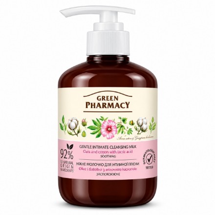 Изображение Нежное молочко для интимной гигиены Green Pharmacy «Овес и хлопок» 370 мл