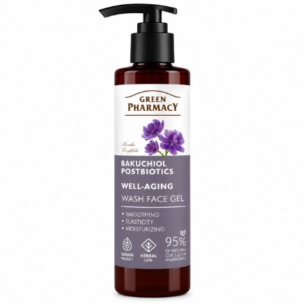 Εικόνα της Τζελ καθαρισμού προσώπου Green Pharmacy Well-Aging Bakuchiol & Postbiotics, 200 ml