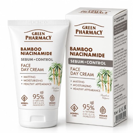Εικόνα της Κρέμα προσώπου ημέρας Green Pharmacy Sebum-Control με μπαμπού & νιασιναμίδη για ματ αποτέλεσμα, 50 ml