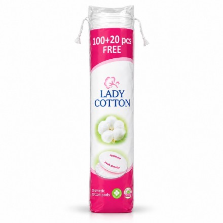 Εικόνα της Δίσκοι ντεμακιγιάζ Lady Cotton από φυσικό βαμβάκι, 120 τεμ. (100 + 20 δώρο)
