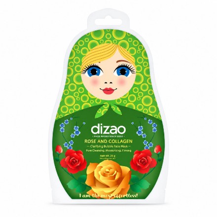 Изображение Пузырьковая очищающая маска для лица Роза и коллаген DIZAO, 25 г